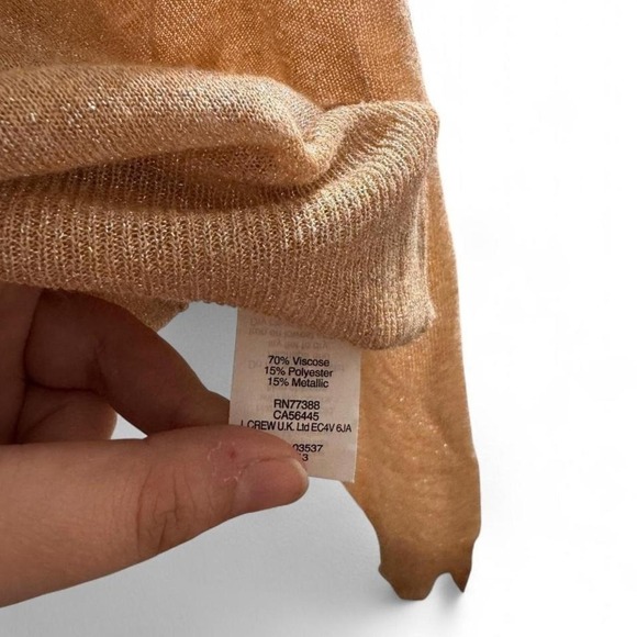 J. Crew Gold Metallic Knit Sweater Women's Medium – Shimmer Long Sleeve Pullover - Picture 7 of 7